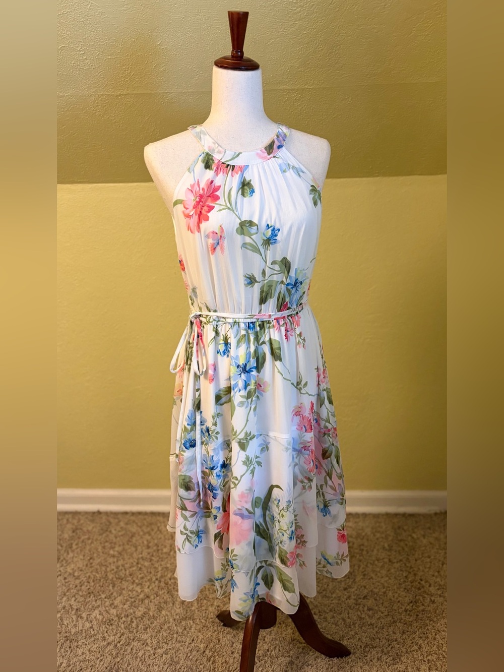 Ann Taylor Floral Belted Flare Dress